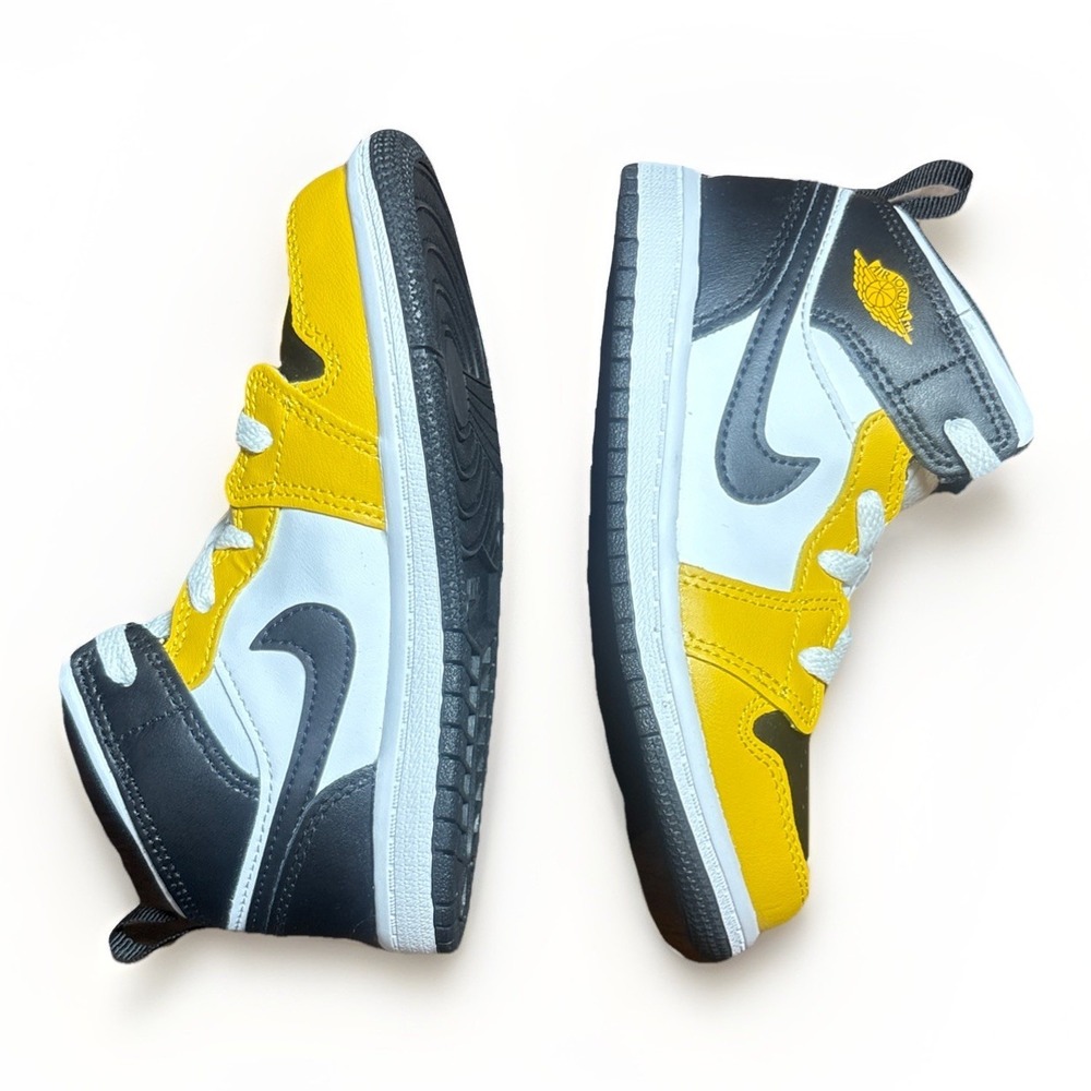 Jordan 1 Mid (TD) Toddlers' Shoes Yellow Ochre-Black-White DQ8425-701 Size 10c - Picture 7 of 9